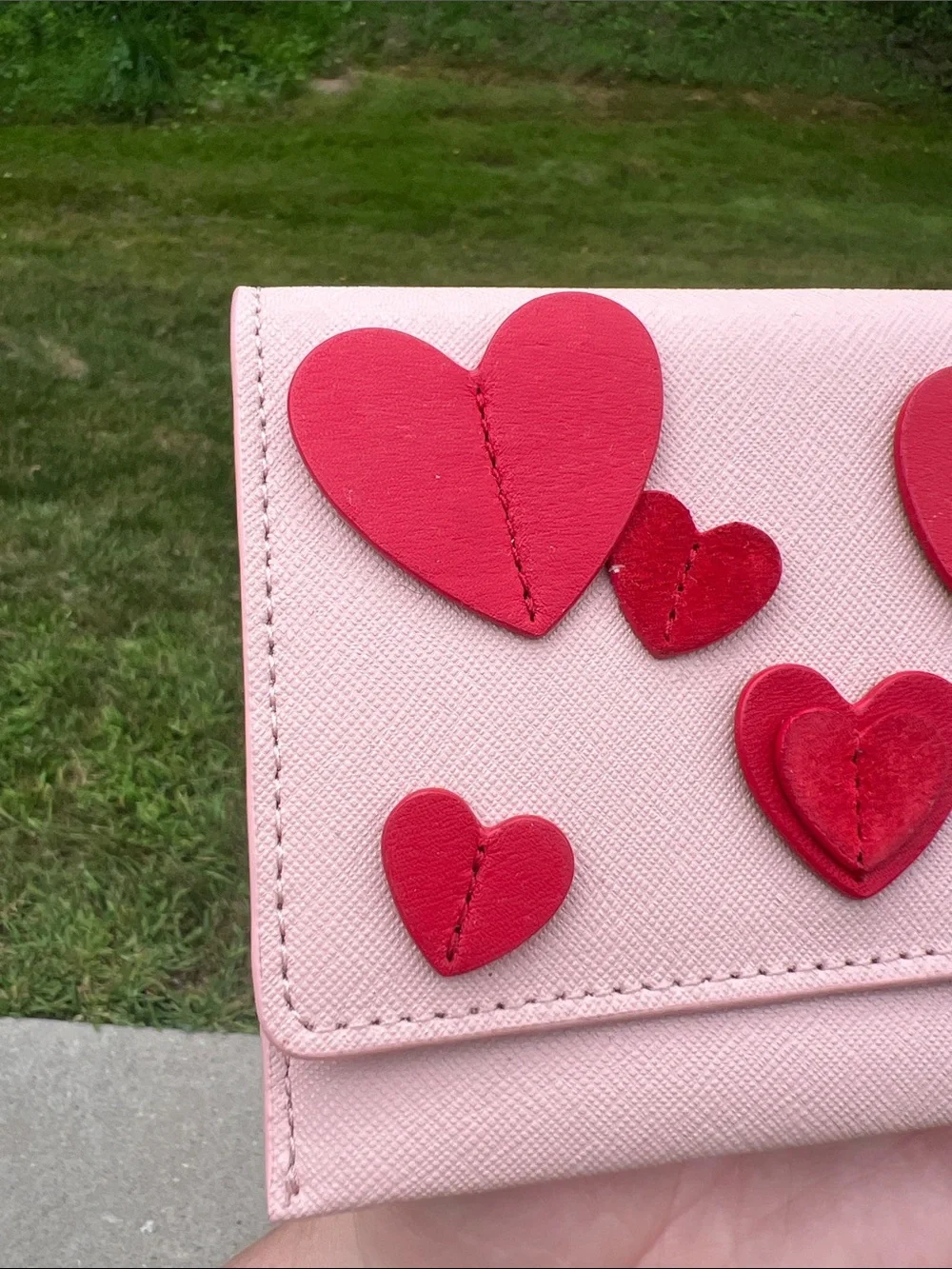 Kate Spade Heart It Harling Layered Hearts Red Pink Leather Folding Wallet